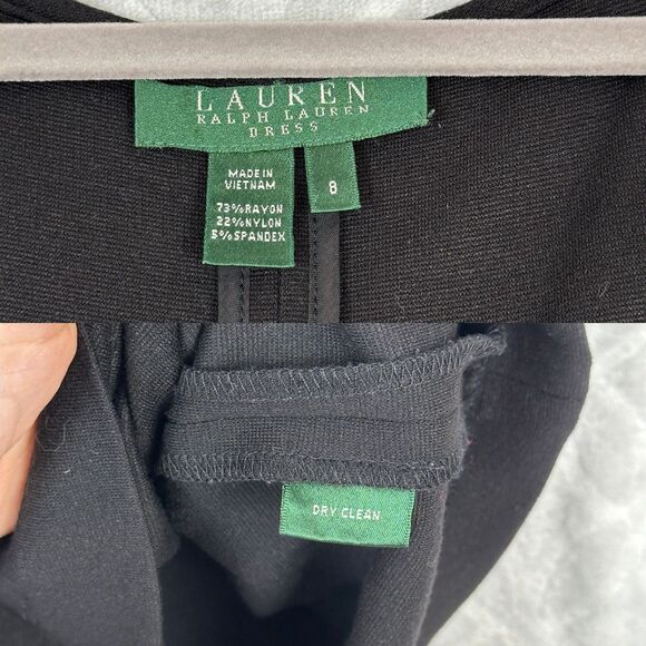 LRL Ralph Lauren Matching Set 8 Black Shift Dress Jacket Stretch Minimal Career - Picture 16 of 16